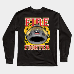 Fire Fighter Black Helmet Long Sleeve T-Shirt